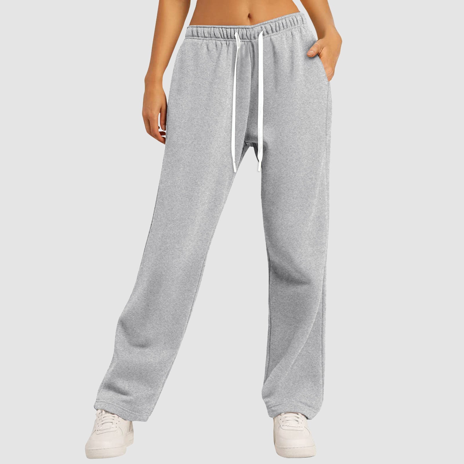 Women's Fleece-Lined Casual Straight-Leg Sports Sweatpants For Fall And Winter
