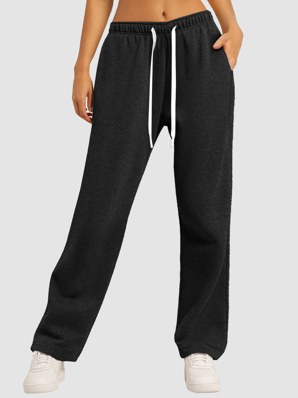 Women's Fleece-Lined Casual Straight-Leg Sports Sweatpants For Fall And Winter