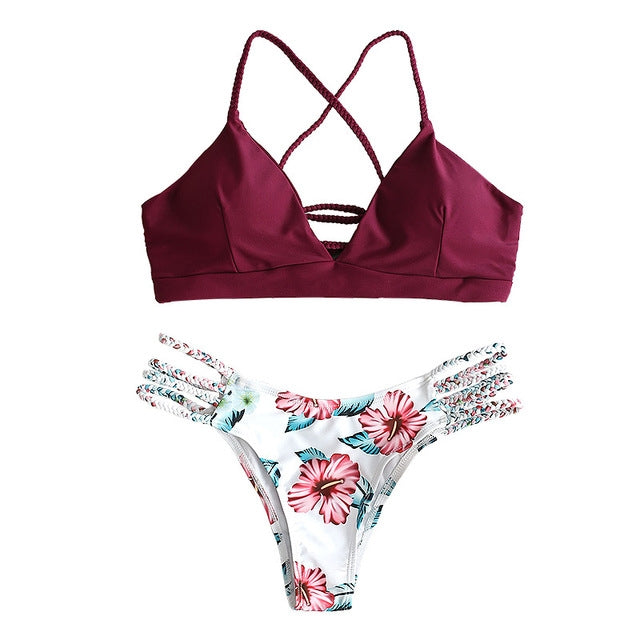 Ladies Swimwear Bikini Printed Swimsuit Thong