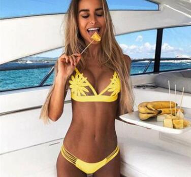 solid color knit stitching swimsuit bikini swimsuit