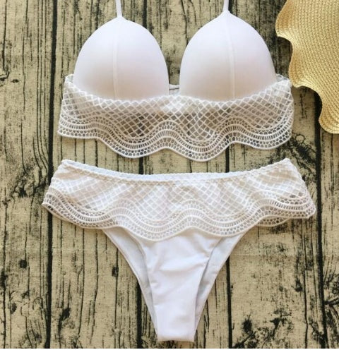 solid color knit stitching swimsuit bikini swimsuit