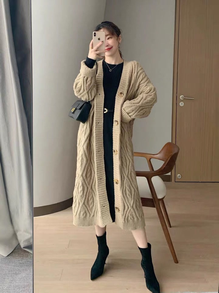 Mid-length Twist Sweater Knit Sweater