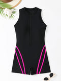 One-piece Zipper one piece Fashion Sports Beach Swimwear