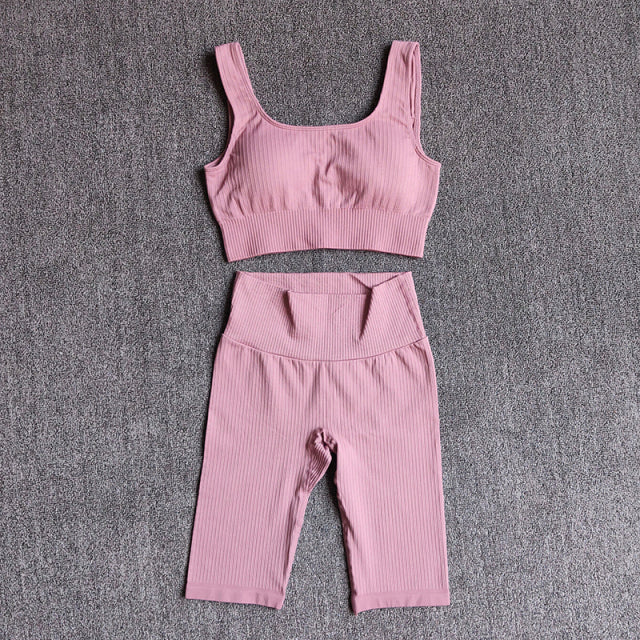 Seamless Women Yoga Set Sports Bra Shorts
