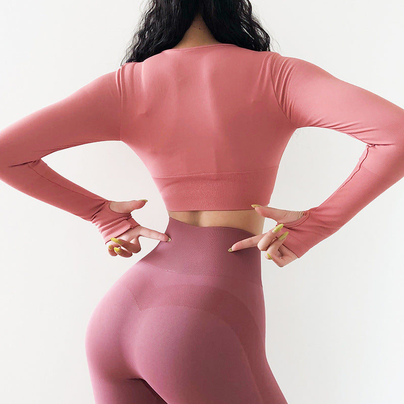 slimming fitness cropped long sleeve top