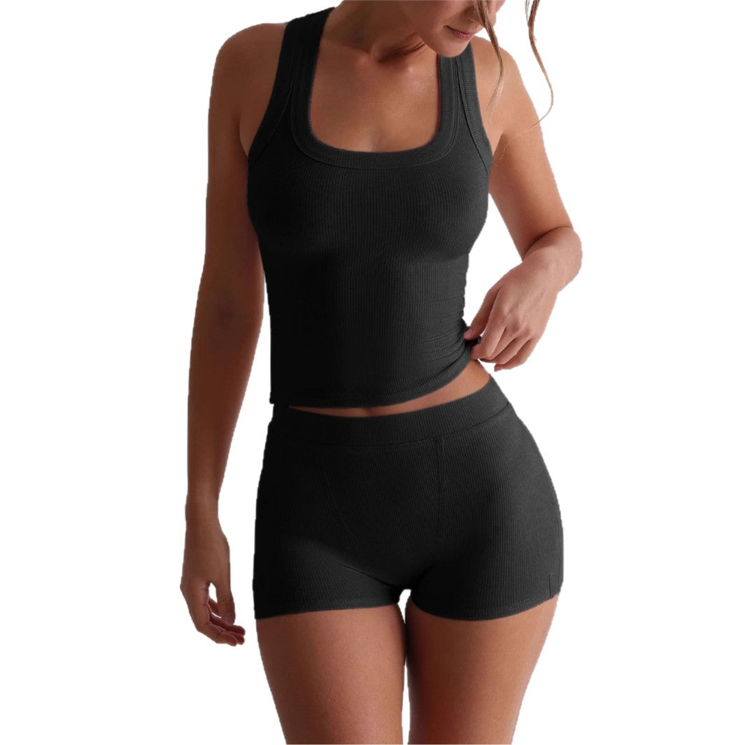 Yoga Sports Style Sling Vest Two-piece Set For Women