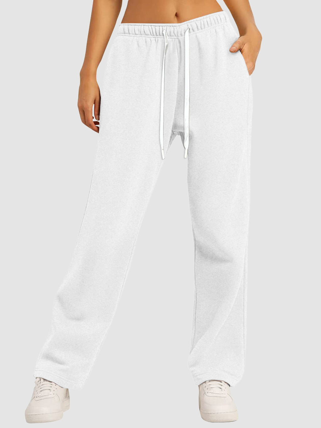 Women's Fleece-Lined Casual Straight-Leg Sports Sweatpants For Fall And Winter