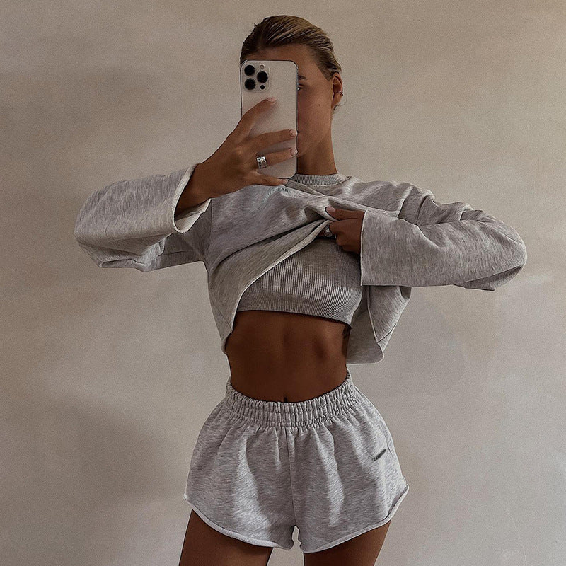 Women's Clothing Long Sleeve Pullover Top Short Chic