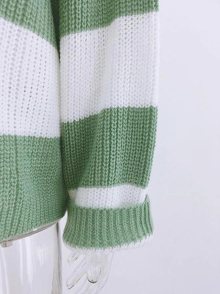 Women's sweater women's striped colorblock sweater