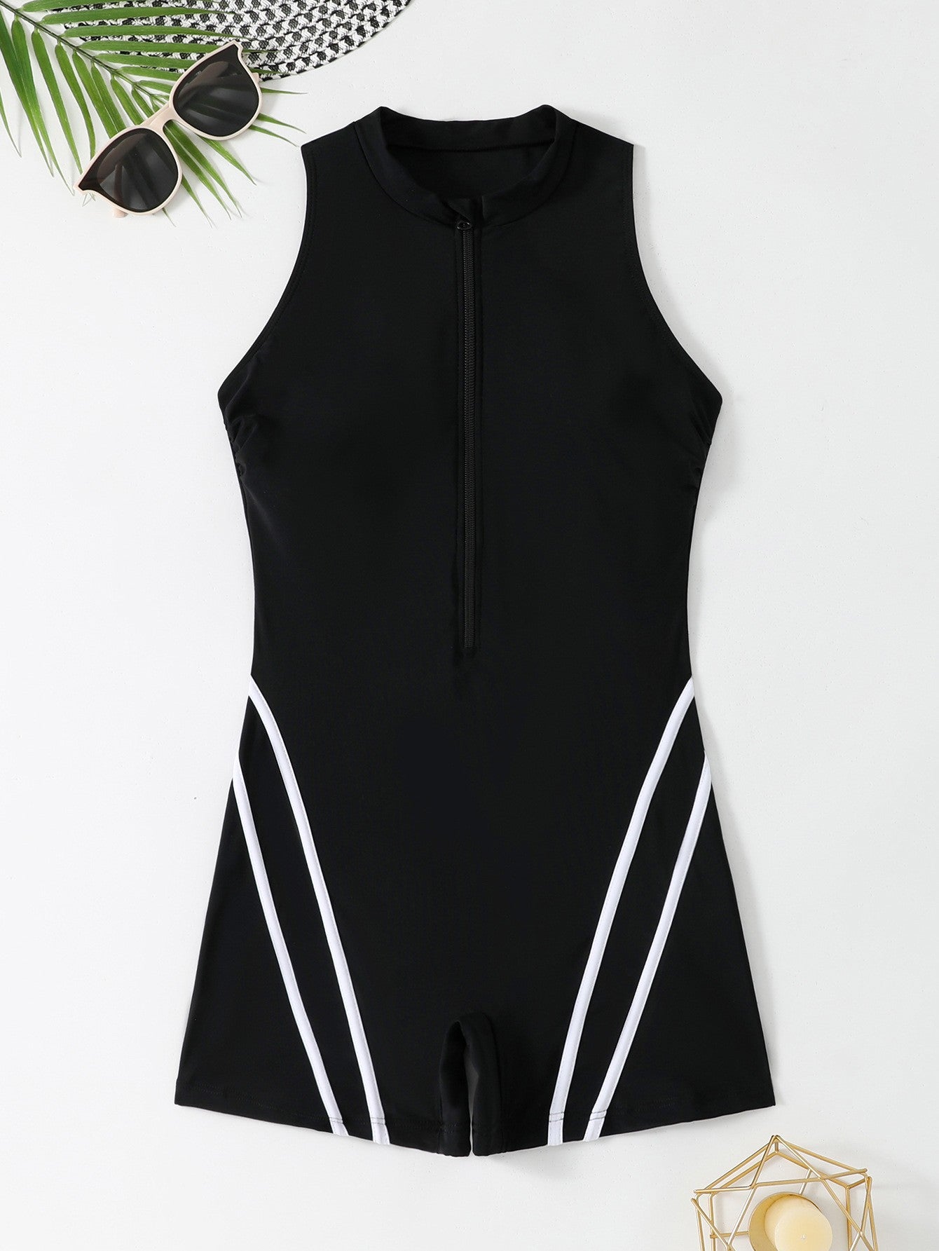 One-piece Zipper one piece Fashion Sports Beach Swimwear