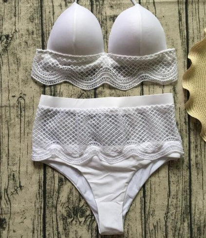 solid color knit stitching swimsuit bikini swimsuit