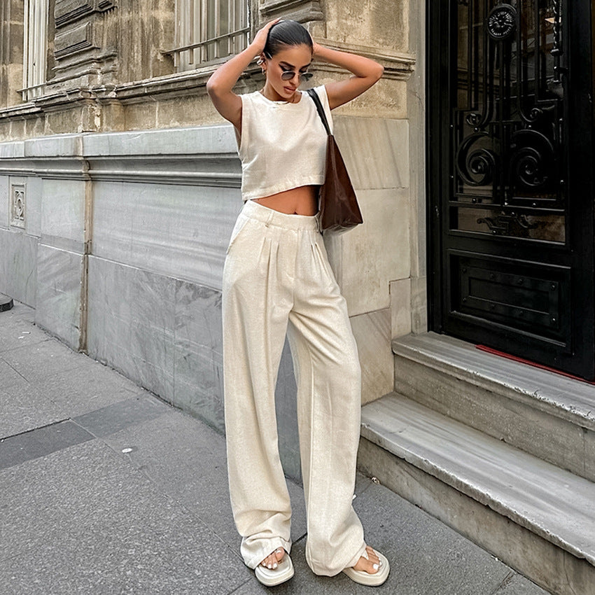 Short Vest Pants Two-piece Women's Clothing