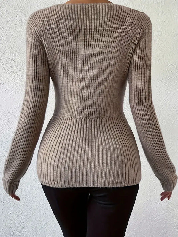 Women's Sweater Slim Sweater Solid Color Underwear Top