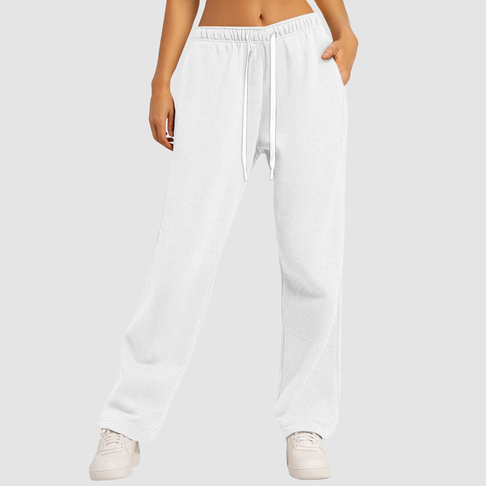 Women's Fleece-Lined Casual Straight-Leg Sports Sweatpants For Fall And Winter
