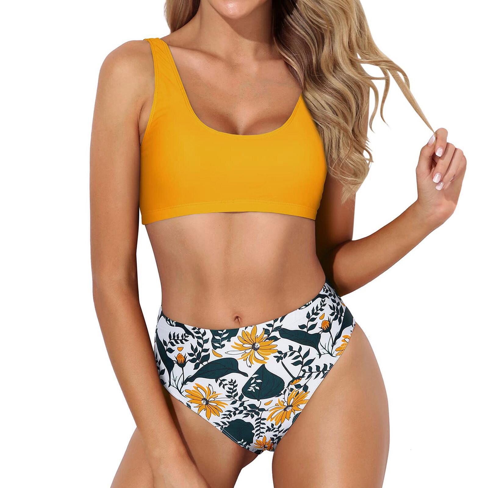 Women's Seperated Swimwear Printed High Waist Halter Tops