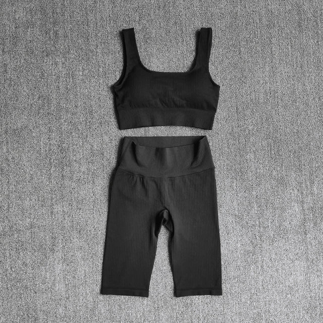 Seamless Women Yoga Set Sports Bra Shorts