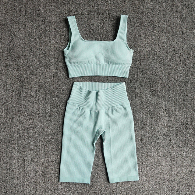 Seamless Women Yoga Set Sports Bra Shorts