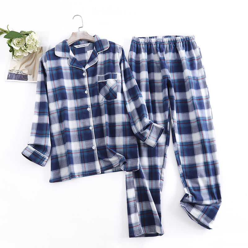 Checkered Pure Cotton Women's Pajamas Set Home Clothing