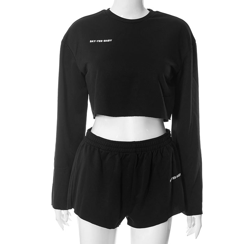 Women's Clothing Long Sleeve Pullover Top Short Chic