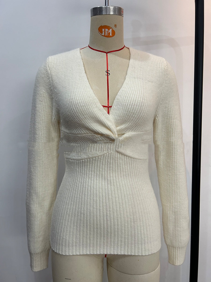 Women's Sweater Slim Sweater Solid Color Underwear Top