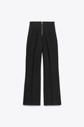 Retro Fashion Versatile Slimming High-waisted Pants With Zip Decoration