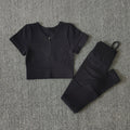 Front Zipper Sports Short Sleeve High Waist Yoga Pants Seamless Vest Fitness Cross-border Yoga Clothes Yoga Suit Women