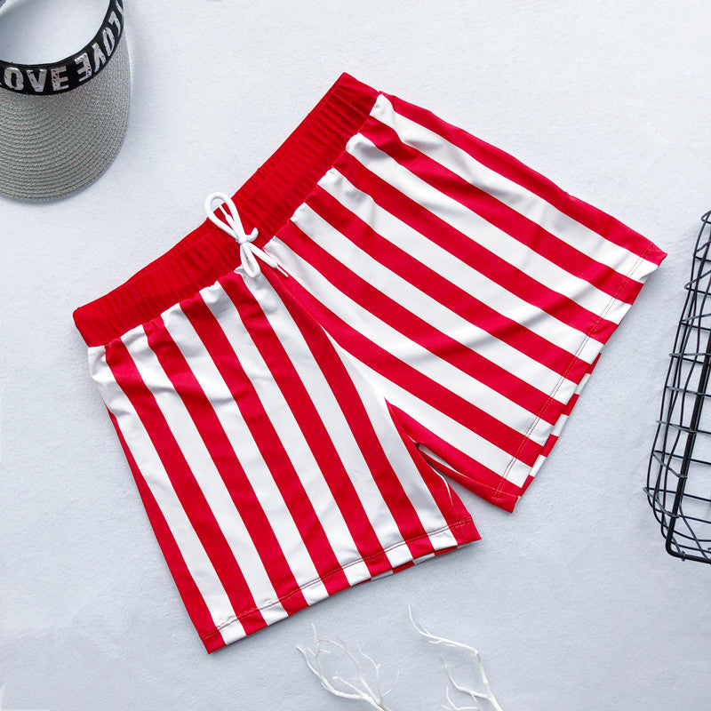 Swimwear Striped Straps Gathered Together
