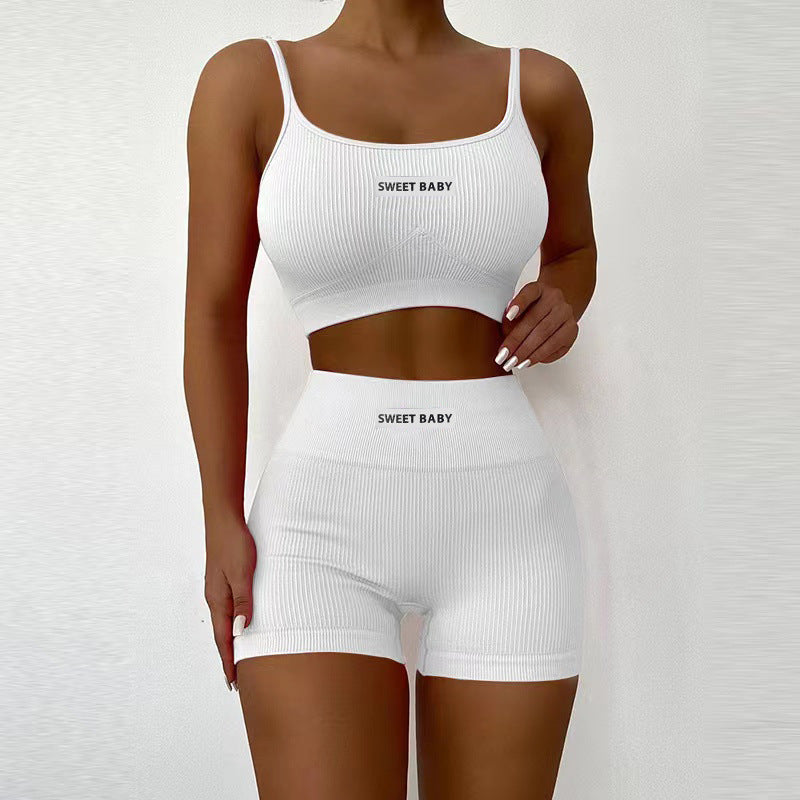 New High Waist Peach Yoga Suit Women