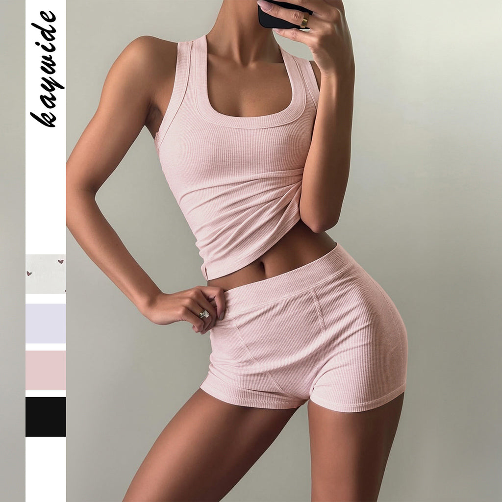 Yoga Sports Style Sling Vest Two-piece Set For Women