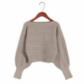 Women's Loose Off Shoulder Sweater Batwing Shirt Short Sweater
