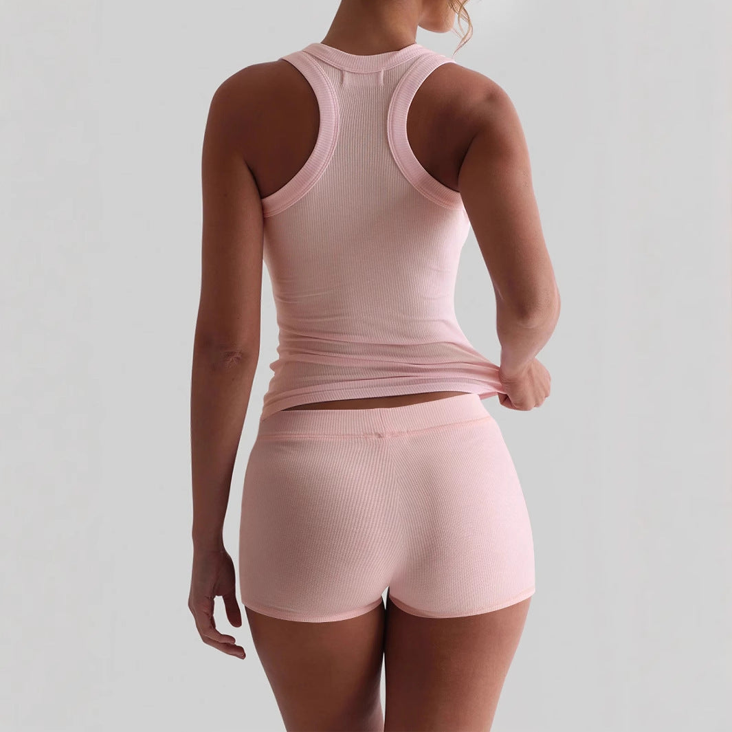 Yoga Sports Style Sling Vest Two-piece Set For Women