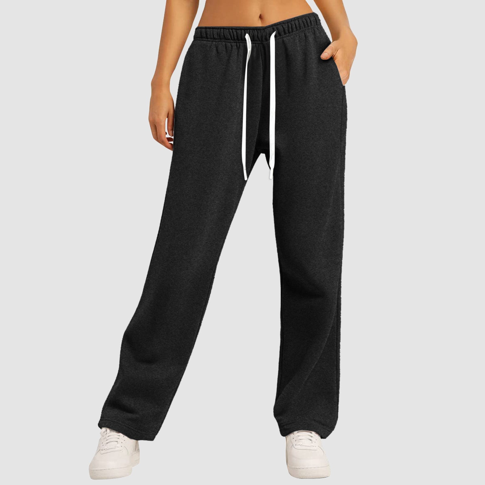 Women's Fleece-Lined Casual Straight-Leg Sports Sweatpants For Fall And Winter